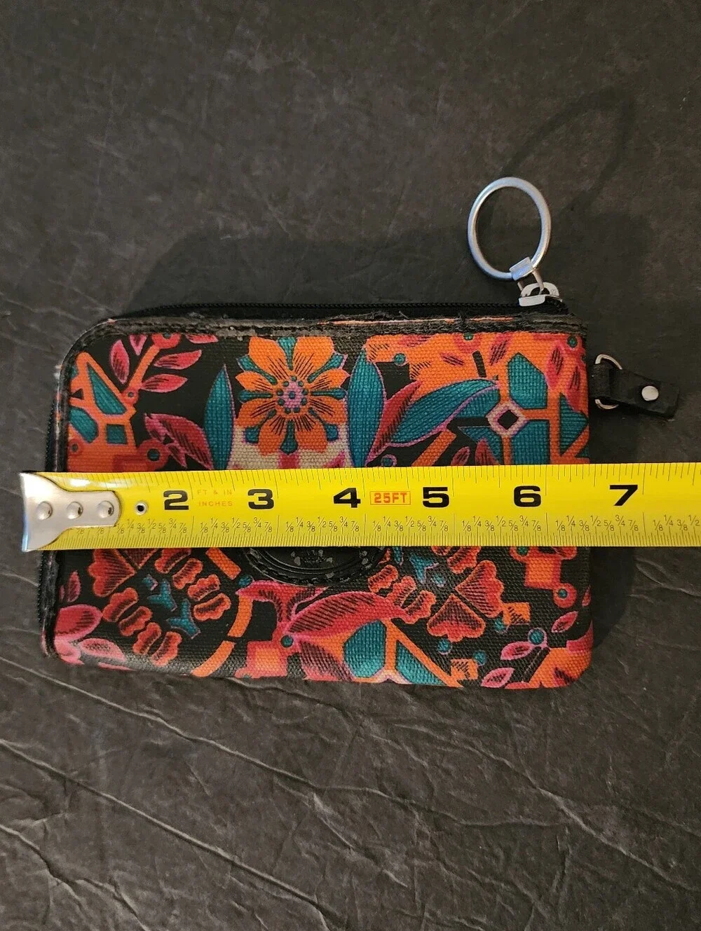 Fossil Key-Per Floral Print Coated Canvas Wristlet Wallet (Peeling, Fair Cond)